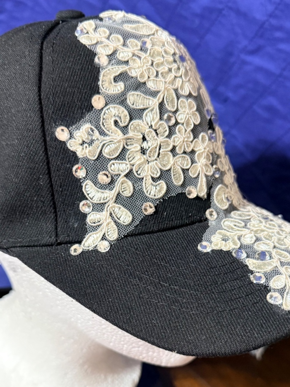 Midnight Floral Luxe Rhinestone Cap - Picture 5 of 5